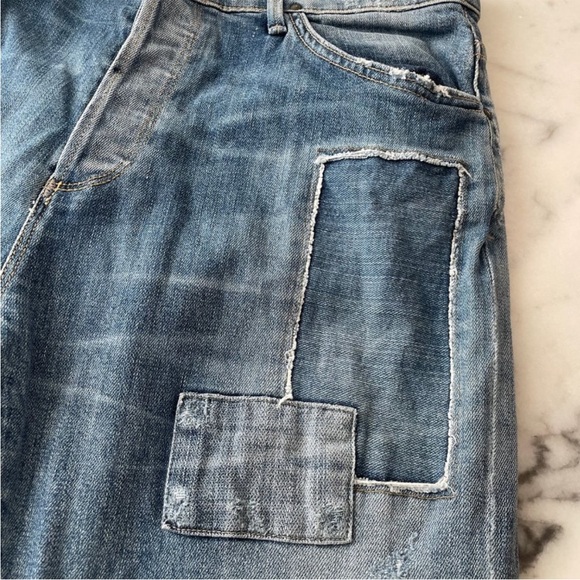 Goldsign Stevie Denim Patchwork high rise straight leg jeans - Picture 4 of 15